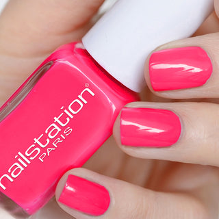 not over neon | Neon pink nail polish